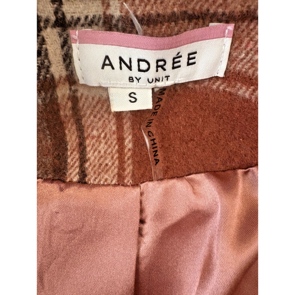 Andree By Unit Women Plaid Open Front Overcoat Small Brown Fall Academia Office - Picture 2 of 4